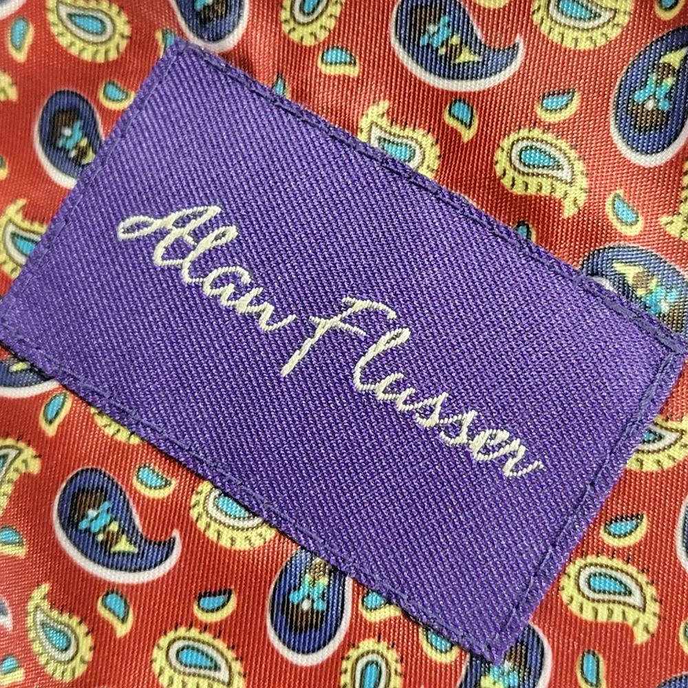 Alan Flusser Blazer Jacket XXL Mens Navy Micro Check Paisley Lined Sport Coat